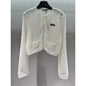 Miu Miu Sequined Cropped Cardigan Loose Long Sleeve